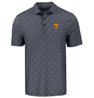 Tennessee Cutter & Buck Pike Eco Pebble Print Stretch Recycled Polo BLACK/WHITE