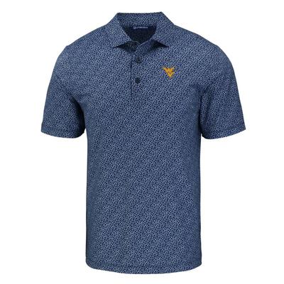 West Virginia Cutter & Buck Pike Eco Pebble Print Stretch Recycled Polo