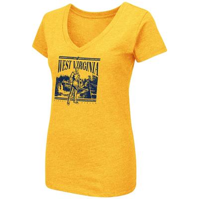 West Virginia Colosseum 2024 Women's V-Neck Fan Tee GOLD