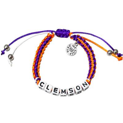 Clemson Box Braid Bead Adjustable Bracelet