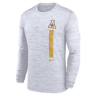 App State Nike Dri-Fit Velocity Team Issue Long Sleeve Tee WHITE