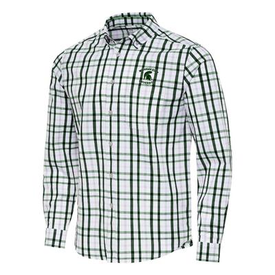 Michigan State Antigua Tending Long Sleeve Woven Shirt