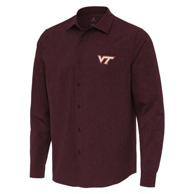 Virginia Tech Antigua Exposure Long Sleeve Woven Shirt