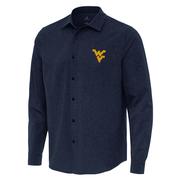  West Virginia Antigua Exposure Long Sleeve Woven Shirt