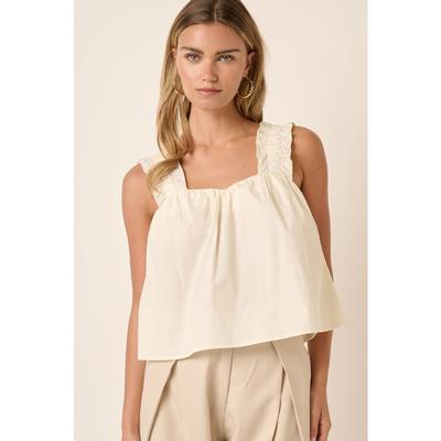 Mittoshop Semi Sweetheart Neck Sleeveless Crop Top IVORY