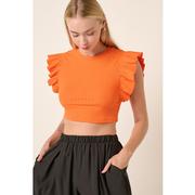  Mittoshop Rib Knit Ruffle Detail Crop Top