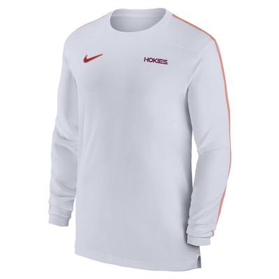 Virginia Tech Nike Dri-Fit UV Coach Long Sleeve Top WHITE