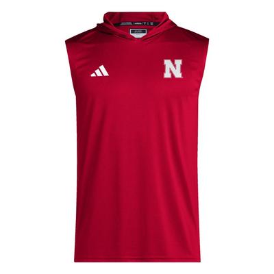 Nebraska Adidas Sleeveless Training Hoodie Tee