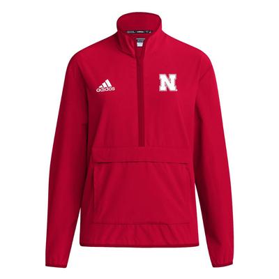 Nebraska Adidas Sideline Woven 1/4 Zip Pullover