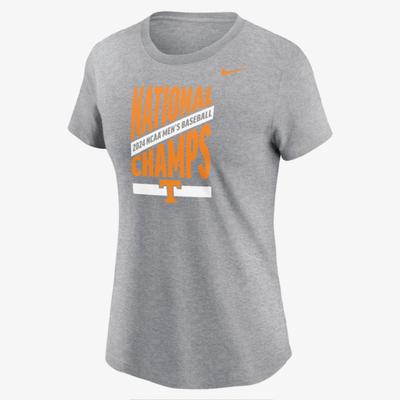 Tennessee Nike 2024 NCAA College World Series Nat Champs Women's Cotton Tee D_HEATHER