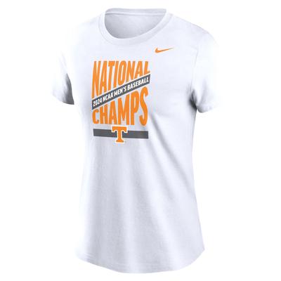 Tennessee Nike 2024 NCAA College World Series Nat Champs Women's Cotton Tee WHITE