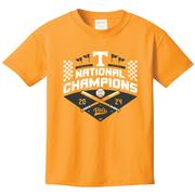  Tennessee 2024 Ncaa College World Series Nat Champs Toddler Cross Bat Tee