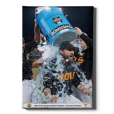 Tennessee 2024 NCAA Baseball Champions College Wall Art Canvas- Gatorade Victory Bath