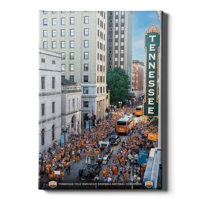Tennessee 2024 NCAA Baseball Champions College Wall Art Canvas- Downtown Knoxville Celebration Parade