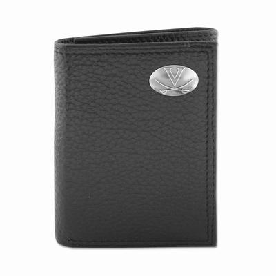 Virginia Zep-Pro Black Leather Concho Trifold Wallet