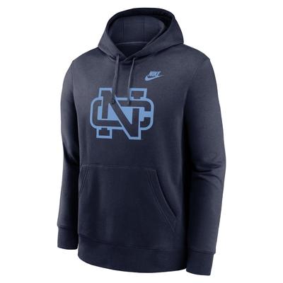 UNC Nike Legacy Logo Club Fleece Hoodie COLL_NAVY