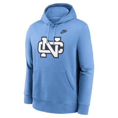 UNC Nike Legacy Logo Club Fleece Hoodie VALOR_BLUE