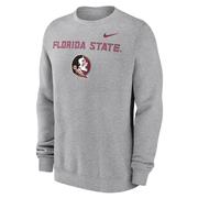  Florida State Nike Primary Stack Club Fleece Crew