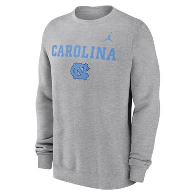 UNC Jordan Brand Primary Stack Club Fleece Crew