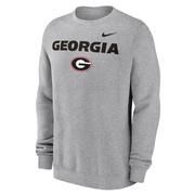  Georgia Nike Primary Stack Club Fleece Crew