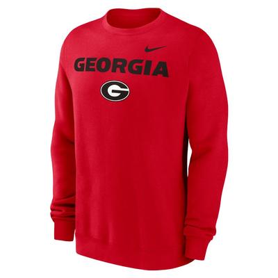 Georgia Nike Primary Stack Club Fleece Crew