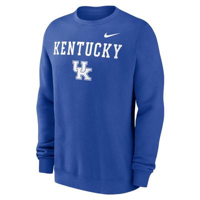 Kentucky Nike Primary Stack Club Fleece Crew GAME_ROYAL