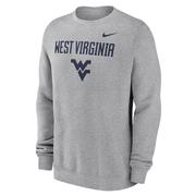  West Virginia Nike Primary Stack Club Fleece Crew