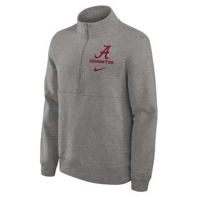 Alabama Nike 1/2 Zip Pullover Club Fleece DK_GREY_HTHR