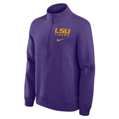 LSU Nike 1/2 Zip Pullover Club Fleece