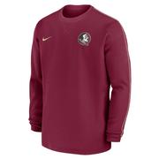  Florida State Nike Sideline Coach Long Sleeve Crew Top