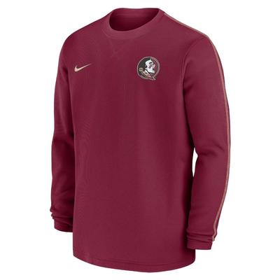 Florida State Nike Sideline Coach Long Sleeve Crew Top