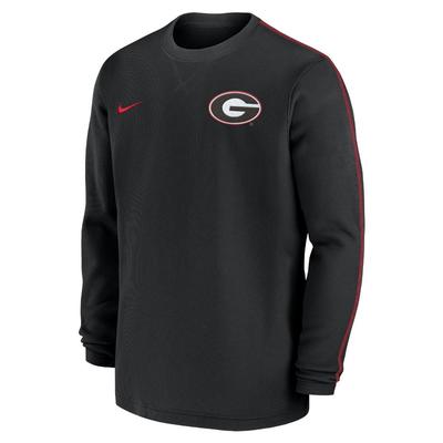 Georgia Nike Sideline Coach Long Sleeve Crew Top