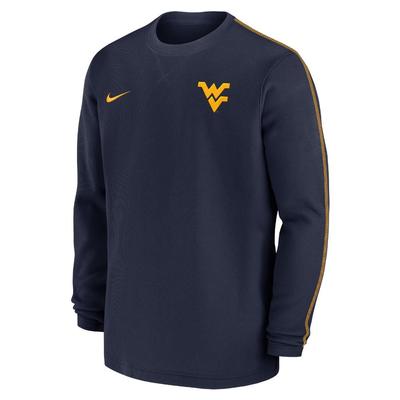 West Virginia Nike Sideline Coach Long Sleeve Crew Top