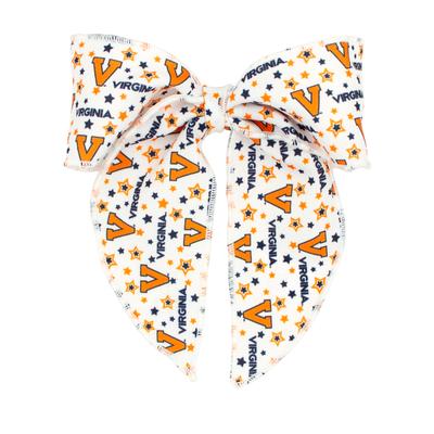 Virginia Wee Ones Medium Signature Collegiate Logo Print Fabric Bowtie With Knot and Tails