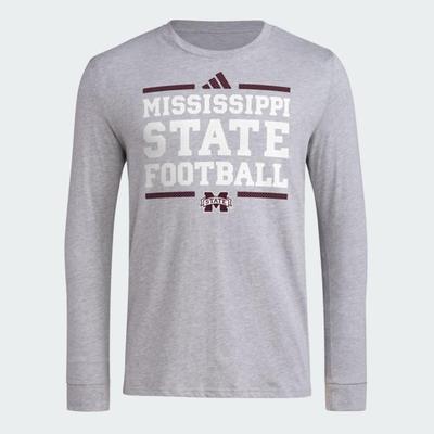 Mississippi State Adidas Practice Football Pregame Long Sleeve Tee