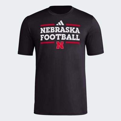 Nebraska Adidas Practice Football Pregame Tee BLACK