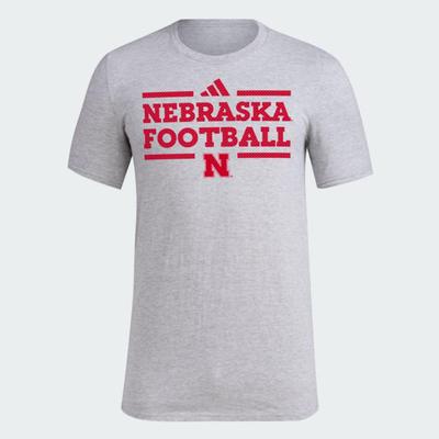 Nebraska Adidas Practice Football Pregame Tee HTHR_GREY