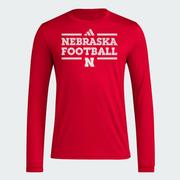  Nebraska Adidas Practice Football Pregame Long Sleeve Tee