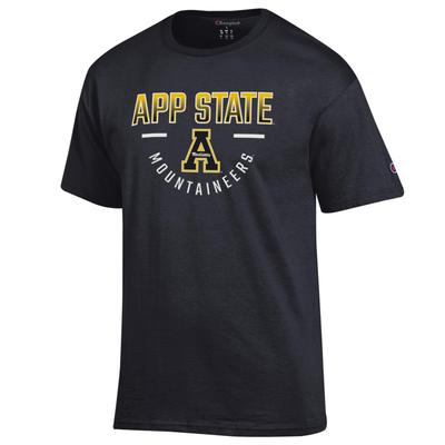 App State Champion Straight Over Logo Reverse Arch Tee