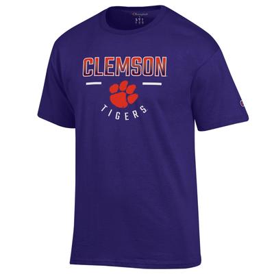 Clemson Champion Straight Over Logo Reverse Arch Tee