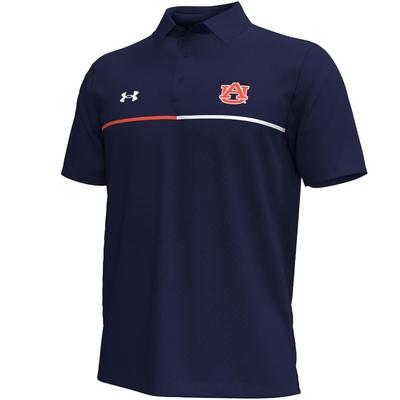 Auburn Under Armour Chest Stripe Polo NAVY