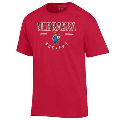 Nebraska Champion Straight Over Logo Reverse Arch Tee