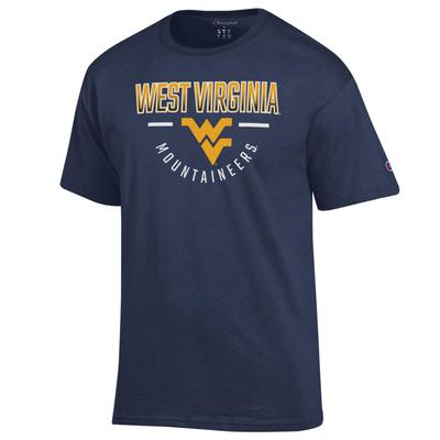 West Virginia Champion Straight Over Logo Reverse Arch Tee