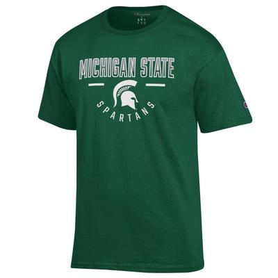 Michigan State Champion Straight Over Logo Reverse Arch Tee