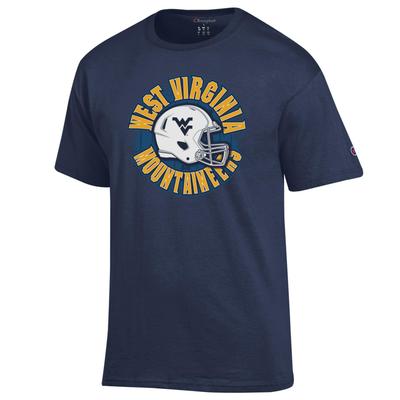 West Virginia Champion Circle with Helmet Over Field Tee