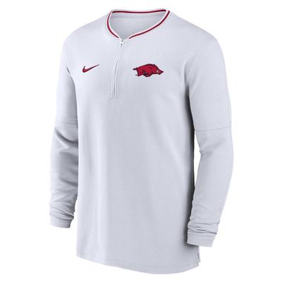 Arkansas Nike Dri-Fit Half Zip Coach Top WHITE