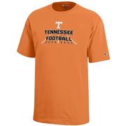  Tennessee Champion Youth Logo Wordmark Football Over Field Tee