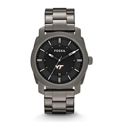 Virginia Tech Fossil Machine Smoke Stainless Steel Watch