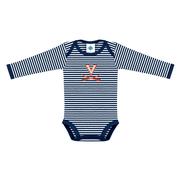  Virginia Creative Knitwear Infant Striped Long Sleeve Bodysuit