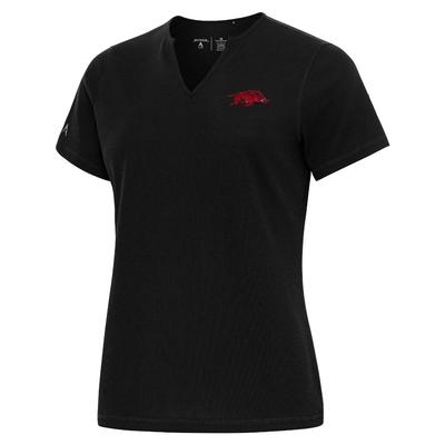 Arkansas Antigua Women's Traveler Rib Top BLACK